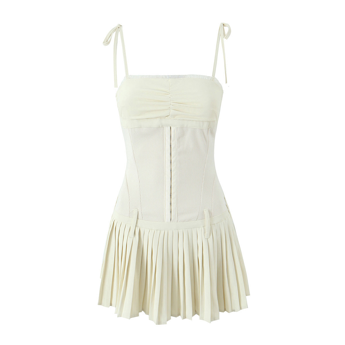Yipinpay New Pleated Hem Slim Mini Suspender Dress