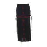 Yipinpay Summer 2024 New Hip Skirt Dark Wind Sexy Cross Splicing Basic Tie-Up Half-Skirt Woman