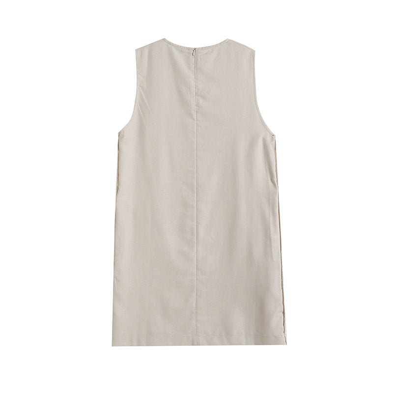 Yipinpay Spring Style Casual Minimalist Elegant Sleeveless Dress