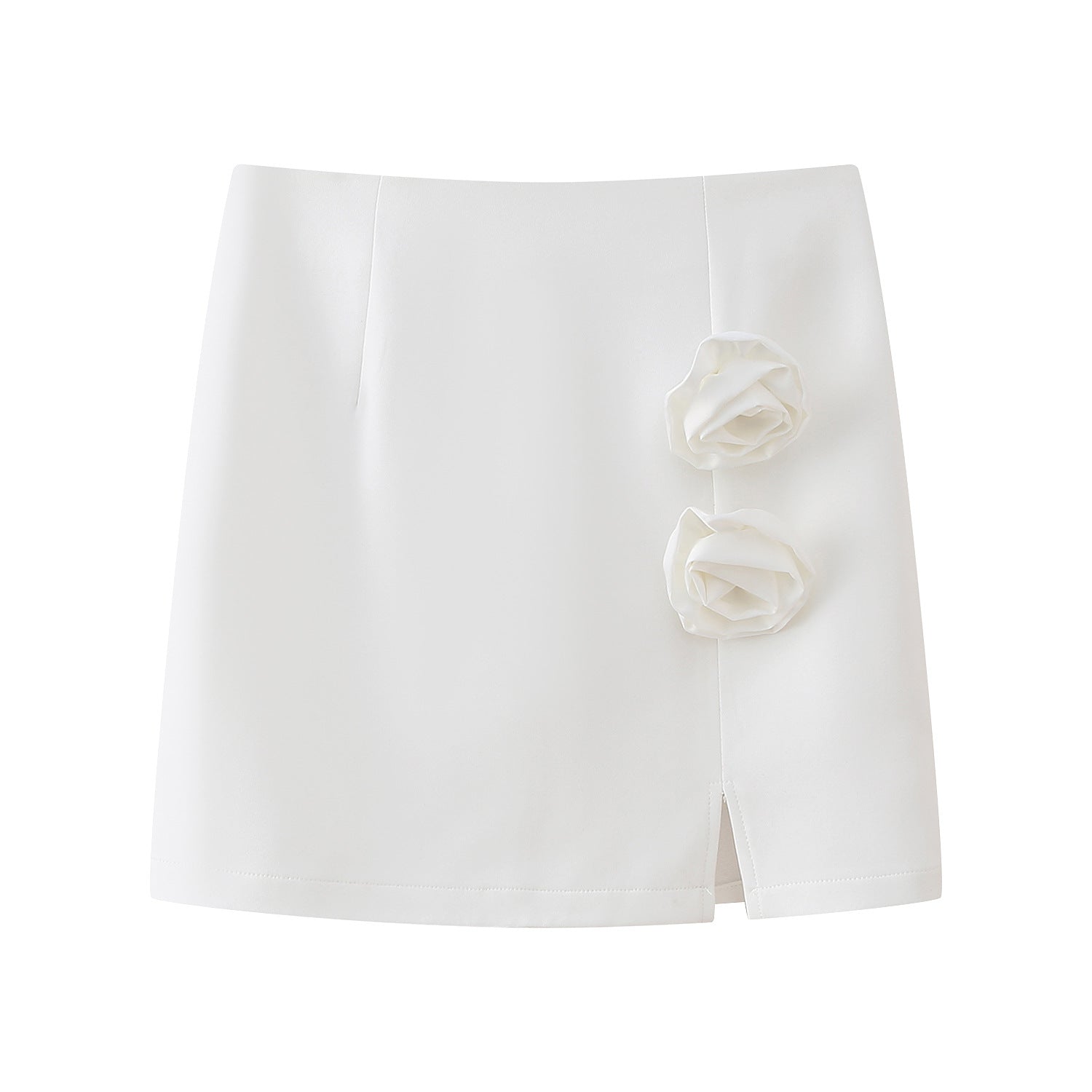 Yipinpay Spring Flower Decorated Collar Mini Half Skirt Suit