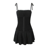 Yipinpay New Pleated Hem Slim Mini Suspender Dress