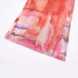 Yipinpay New Printed Silk Mesh Pleated Midi Dress 7752419