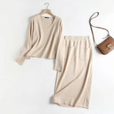 Yipinpay New Autumn Style Emaciated Sweater Half Skirt Suit