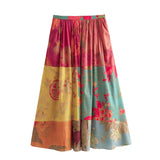 Yipinpay Spring Printed Loose Shirt 2981045 Printed Half Skirt 2980045