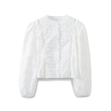 Yipinpay Spring New Women's Fashion Leisure Hollow Embroidered Shirt 8741047