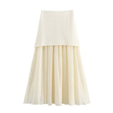 Yipinpay New Gold Button Knitted Vest Small Pleated Spliced Skirt Suit