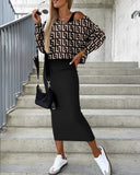 Yipinpay Independent Station Wish2024 Autumn And Winter New Fashionable Bat Sleeve Long Skirt With Hip Suit Skirt Woman