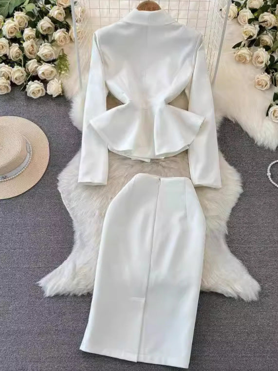 Yipinpay Suit Female Korean Version Socialite Temperament OL Professional Suit Jacket Two-Piece Set Of High Waist Hip Half Skirt