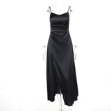 Yipinpay Pleated Satin Dress 2024 New Summer Dress With Elegant Style And High Sense Of Style