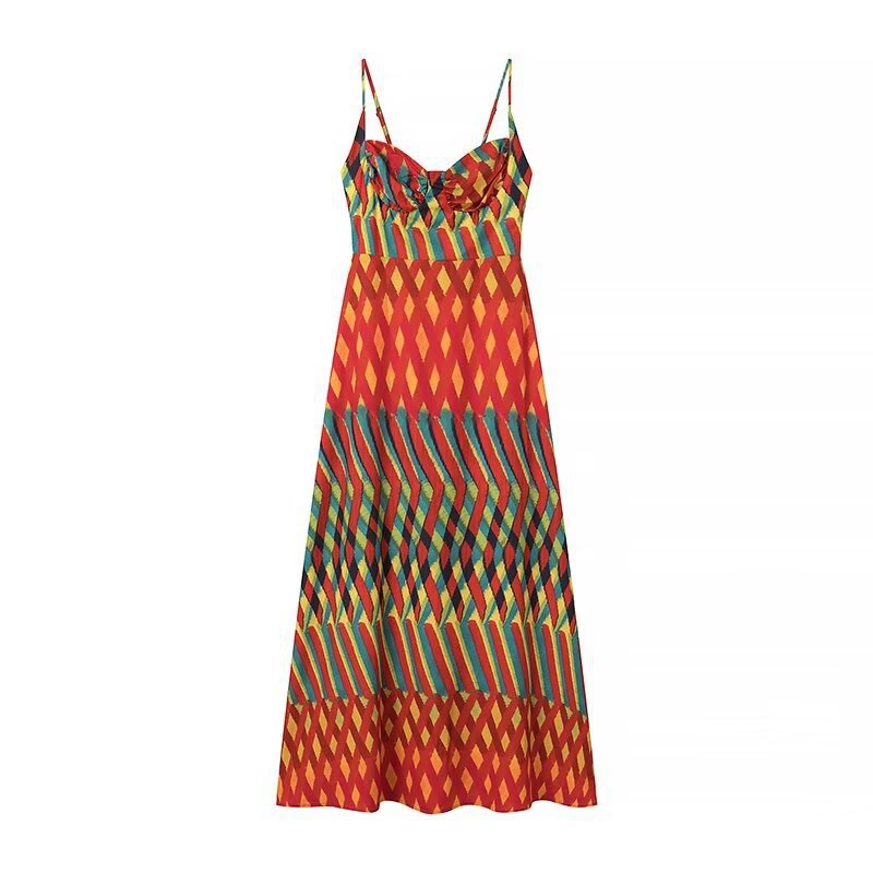 Yipinpay Women's Print Slim Sling Dress