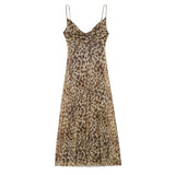 Yipinpay Spring Style Animal Print Silk Mesh Slim Sling Dress 5039474