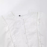 Yipinpay Spring New Women's Fashion Leisure Hollow Embroidered Shirt 8741047