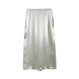 Yipinpay New Satin Champagne Medium-Long Fashionable Half Skirt