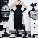 Yipinpay Summer 2024 New Hip Skirt Dark Wind Sexy Cross Splicing Basic Tie-Up Half-Skirt Woman