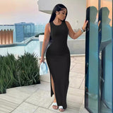 Yipinpay Women's Wear Independent Station Commuter Style Long Skirt Sleeveless Round Collar High Waist Dress
