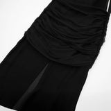 Yipinpay Autumn Flower Decorated Silk Net Pleated Dress 0881251