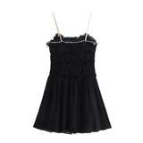 Yipinpay Spring Style Small Bow Decorated With Texture Slim Suspender Dress 7200304
