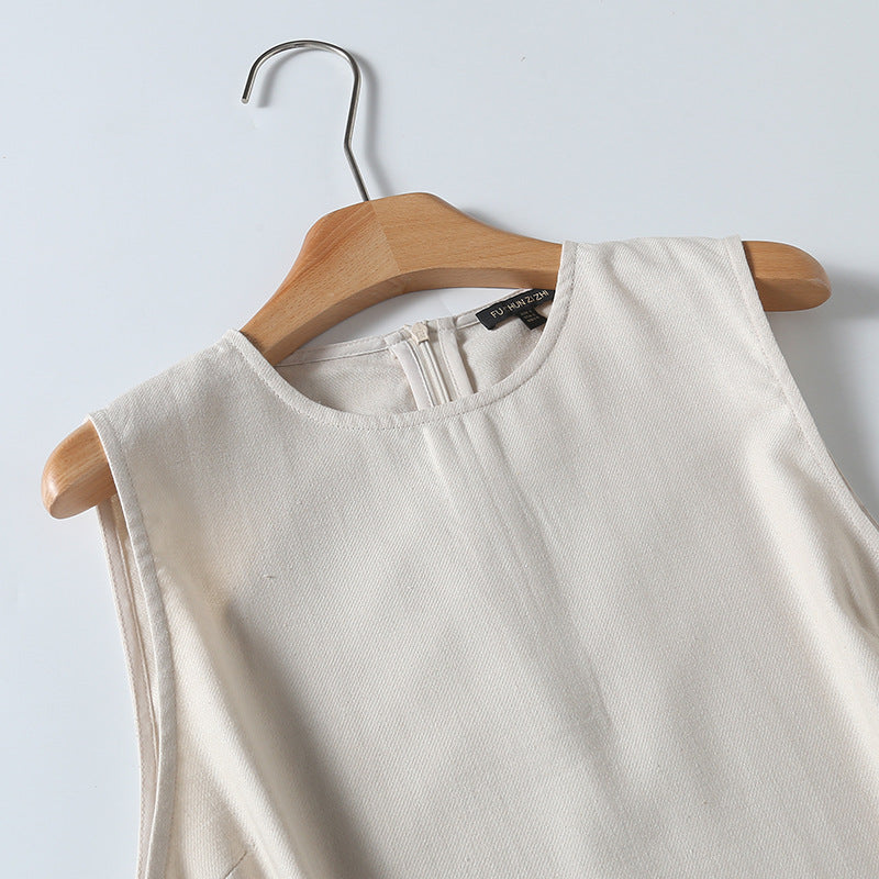 Yipinpay Spring Style Casual Minimalist Elegant Sleeveless Dress