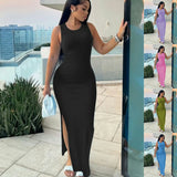Yipinpay Women's Wear Independent Station Commuter Style Long Skirt Sleeveless Round Collar High Waist Dress