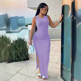 Yipinpay Women's Wear Independent Station Commuter Style Long Skirt Sleeveless Round Collar High Waist Dress