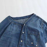 Yipinpay Spring Style Asymmetrical Shoulder-Length Loose Denim Shirt 9213021