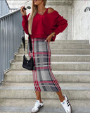 Yipinpay Independent Station Wish2024 Autumn And Winter New Fashionable Bat Sleeve Long Skirt With Hip Suit Skirt Woman