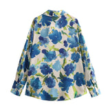 Yipinpay New Silk Satin Printed Loose Casual Shirt 2248802