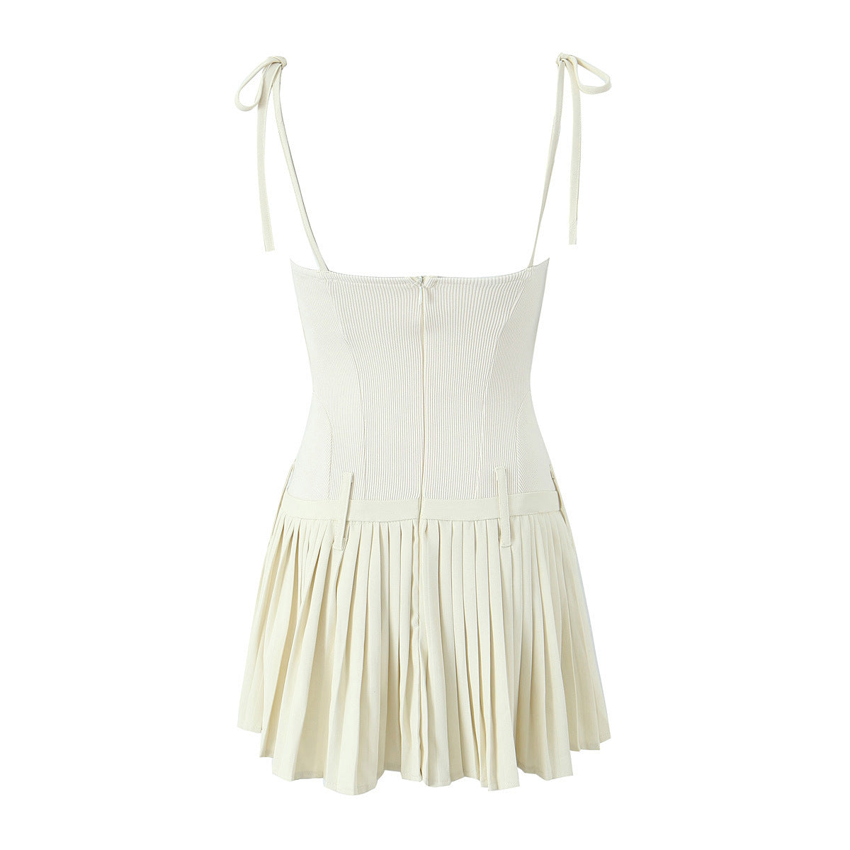 Yipinpay New Pleated Hem Slim Mini Suspender Dress