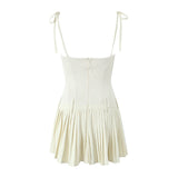 Yipinpay New Pleated Hem Slim Mini Suspender Dress