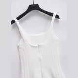 Yipinpay New Spring Style Wide-Pleated Slim Dress With Short Suspenders 2602777