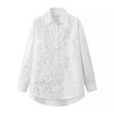 Yipinpay 2024 New Women's Fashion Bronzed Printed Long-Sleeved Shirts