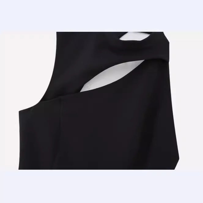 Yipinpay New Open Design Crepe Asymmetrical Medium Length Dress 2452536