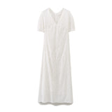 Yipinpay Spring Style Hollowed-Out Embroidered V-Collar Fashion Dress 2922274