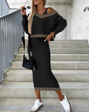 Yipinpay Independent Station Wish2024 Autumn And Winter New Fashionable Bat Sleeve Long Skirt With Hip Suit Skirt Woman