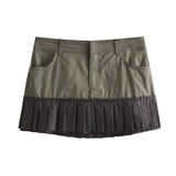 Yipinpay Decorative Trench Coat Fabric Coat 3067020 507 Spliced Wide Pleated Mini Skirt 4661403 Set
