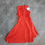 Yipinpay New V-Collar Pleated Asymmetrical Dress 1223501004