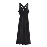 Yipinpay New Spring Silk Satin Slim Dress With Bare Back 3272399