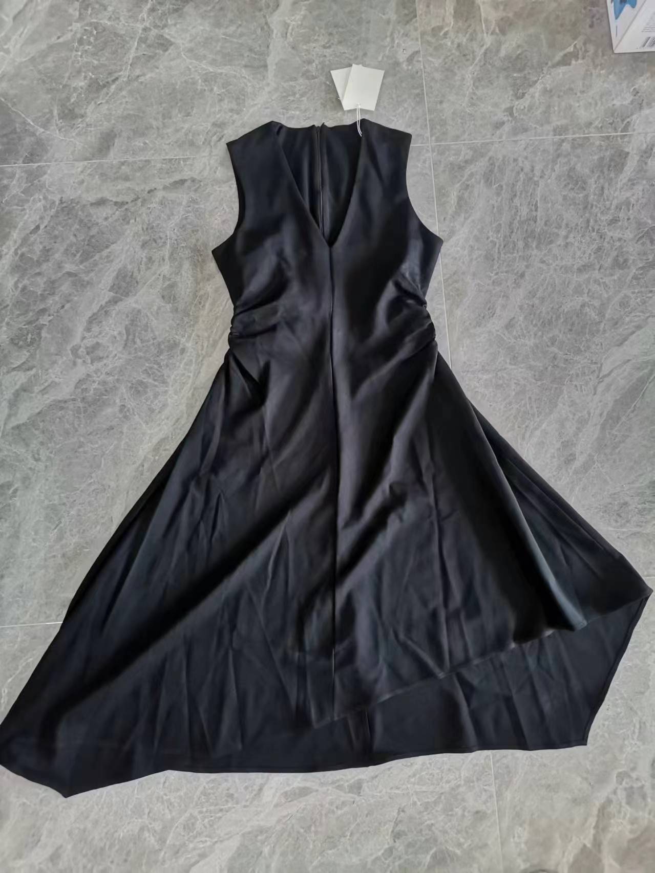 Yipinpay New V-Collar Pleated Asymmetrical Dress 1223501004