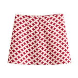 Yipinpay Loose Sagging Long-Sleeved Casual Shirt 9878100 Printed Half Skirt 9878100 Set