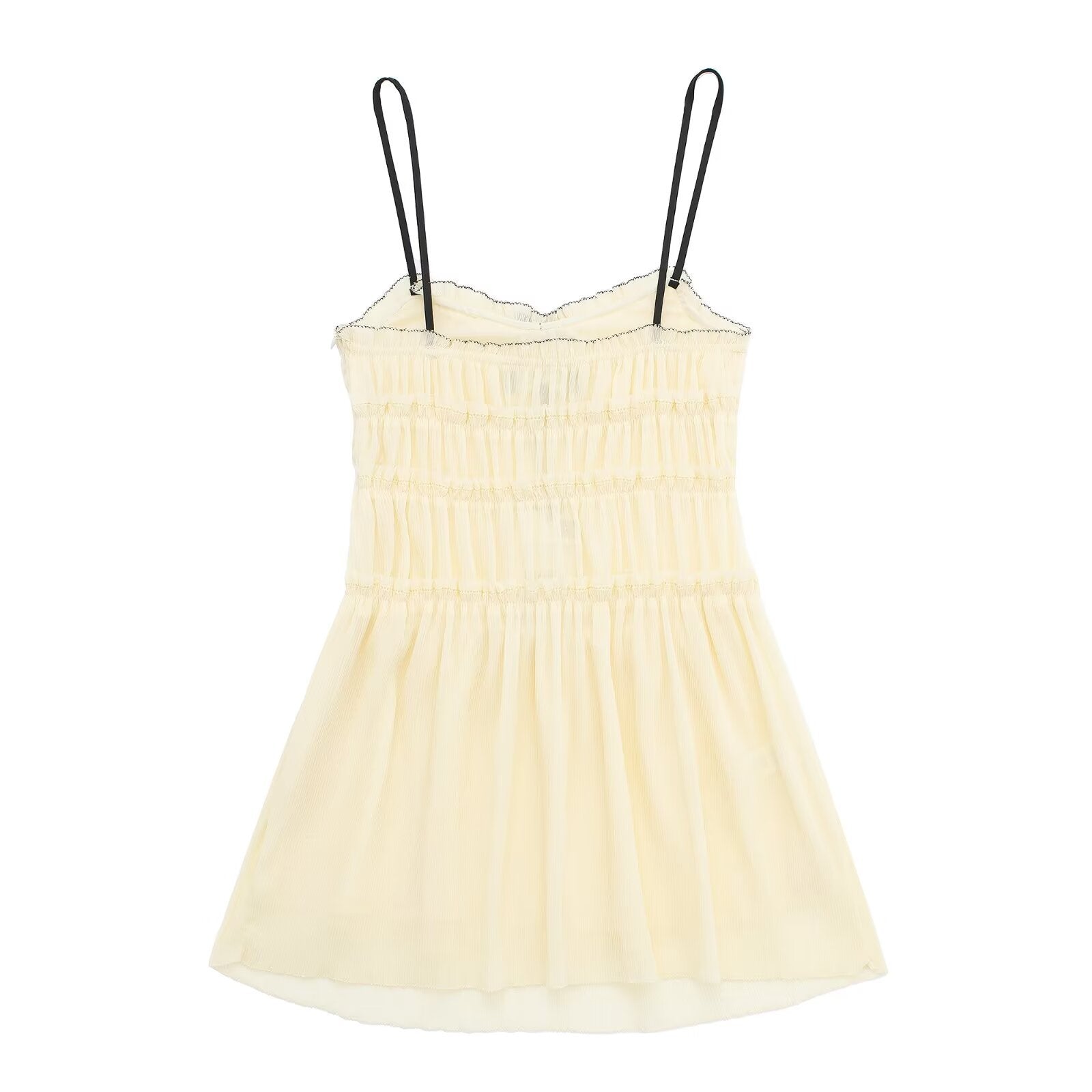 Yipinpay Spring Style Small Bow Decorated With Texture Slim Suspender Dress 7200304