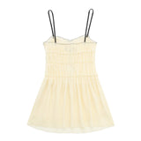 Yipinpay Spring Style Small Bow Decorated With Texture Slim Suspender Dress 7200304