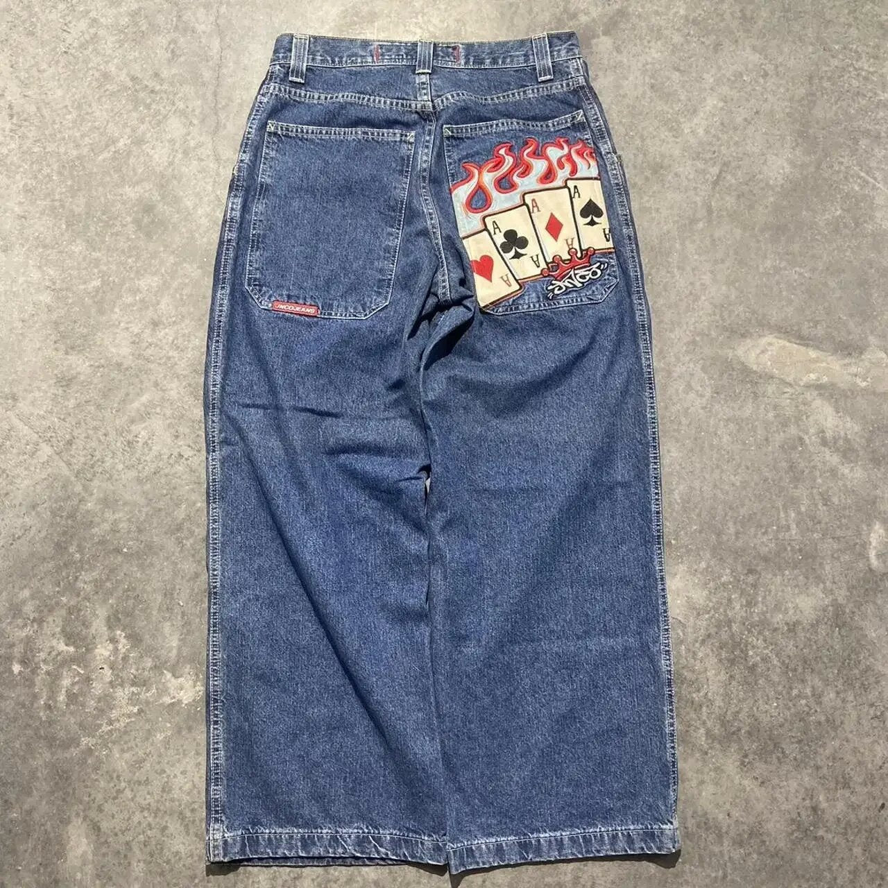 Yipinpay Dress Baggy Jeans Y2K Hip Hop Pocket Letter Retro Black Jeans Men's High Waist Wide Legs Pants