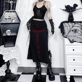 Yipinpay Summer 2024 New Hip Skirt Dark Wind Sexy Cross Splicing Basic Tie-Up Half-Skirt Woman