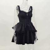 Yipinpay Summer 2024 New Style Short Skirt Slim Temperament Pure Black Sling Pure Desire Dress Woman