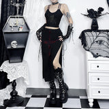Yipinpay Summer 2024 New Hip Skirt Dark Wind Sexy Cross Splicing Basic Tie-Up Half-Skirt Woman