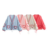Yipinpay Spring Style Casual Loose Plaid Love Ribbon Lace Shirt