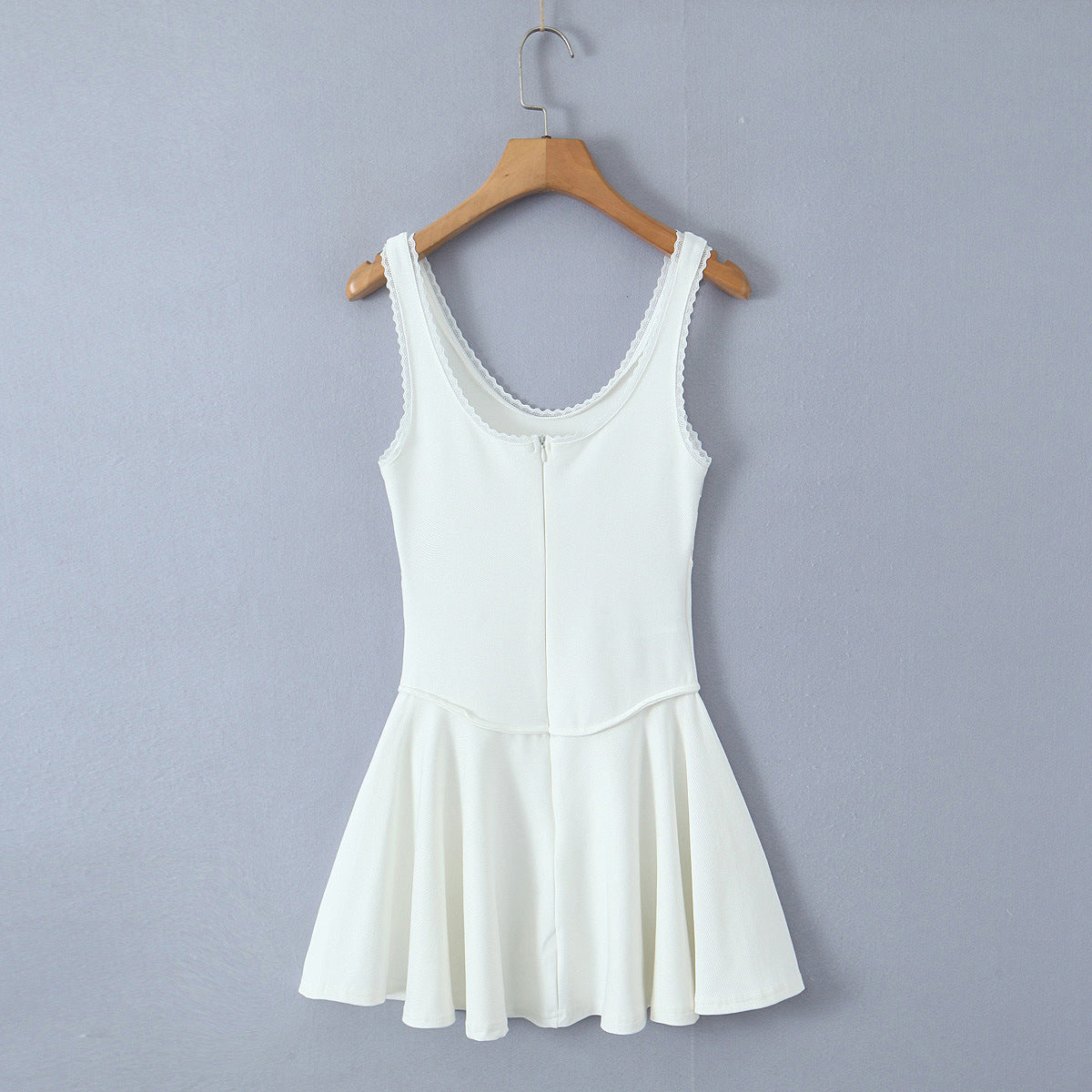 Yipinpay Spring Style Lace U-Collar Digital Printing Sports Style Slim Dress Short Skirt