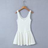 Yipinpay Spring Style Lace U-Collar Digital Printing Sports Style Slim Dress Short Skirt
