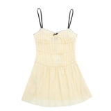 Yipinpay Spring Style Small Bow Decorated With Texture Slim Suspender Dress 7200304