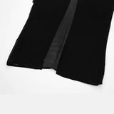 Yipinpay Autumn Flower Decorated Silk Net Pleated Dress 0881251